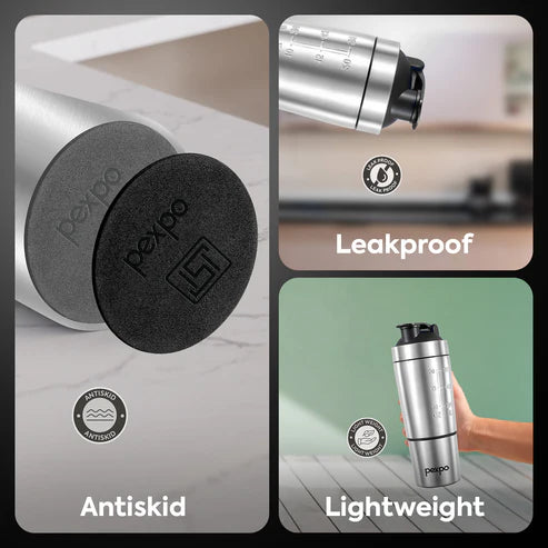 Pexpo Kinetic Stainless Steel Shaker with extra Compartment