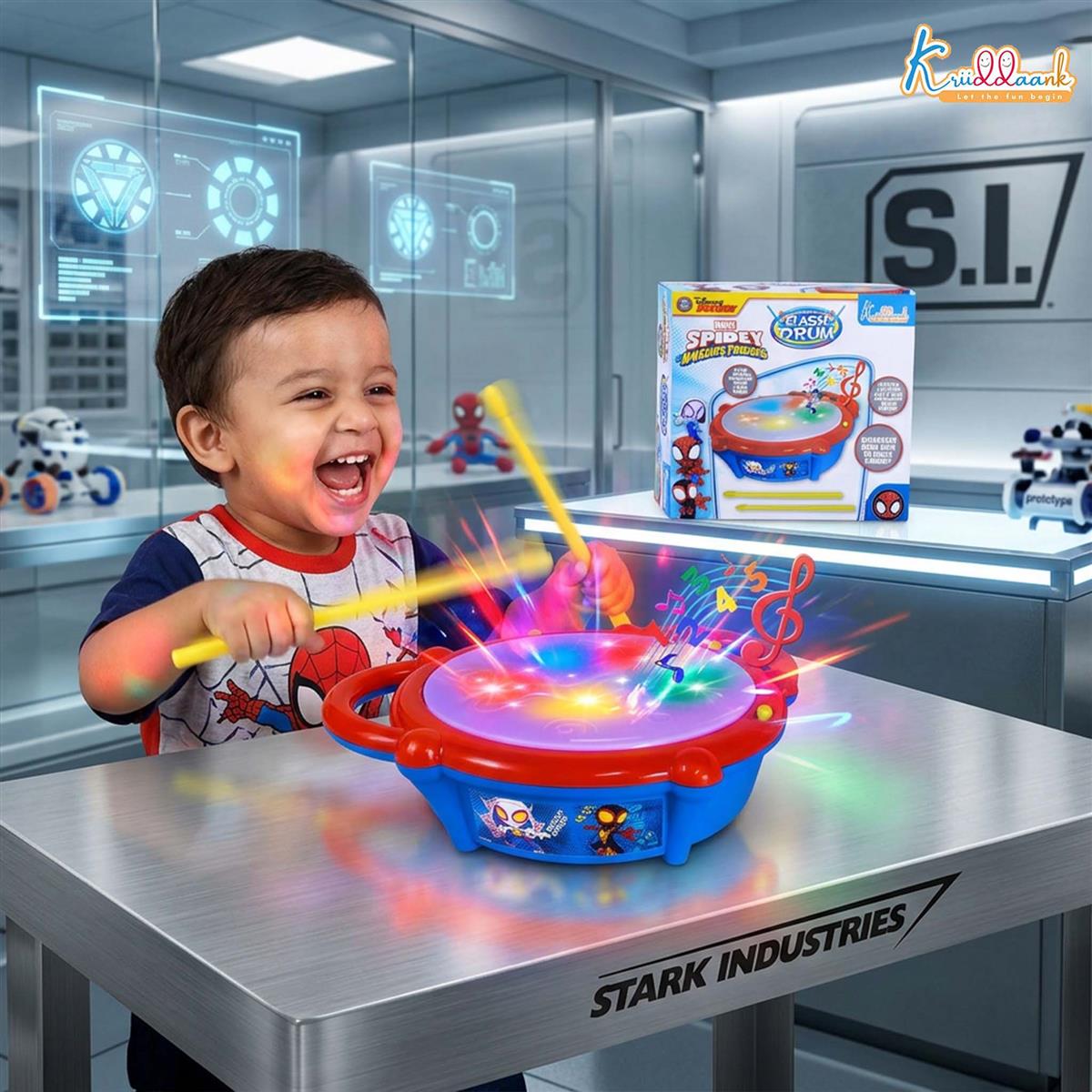 Kriiddaank Marvel Spiderman Theme Flash Drum for Kids