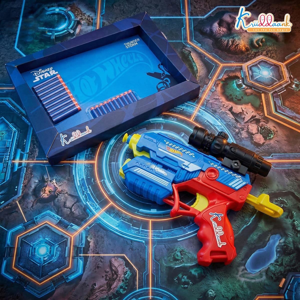 HW Thunder Storm Strike Blaster Toy Gun with Laser Pointer & 10 Soft EVA Darts, High-Velocity Multi