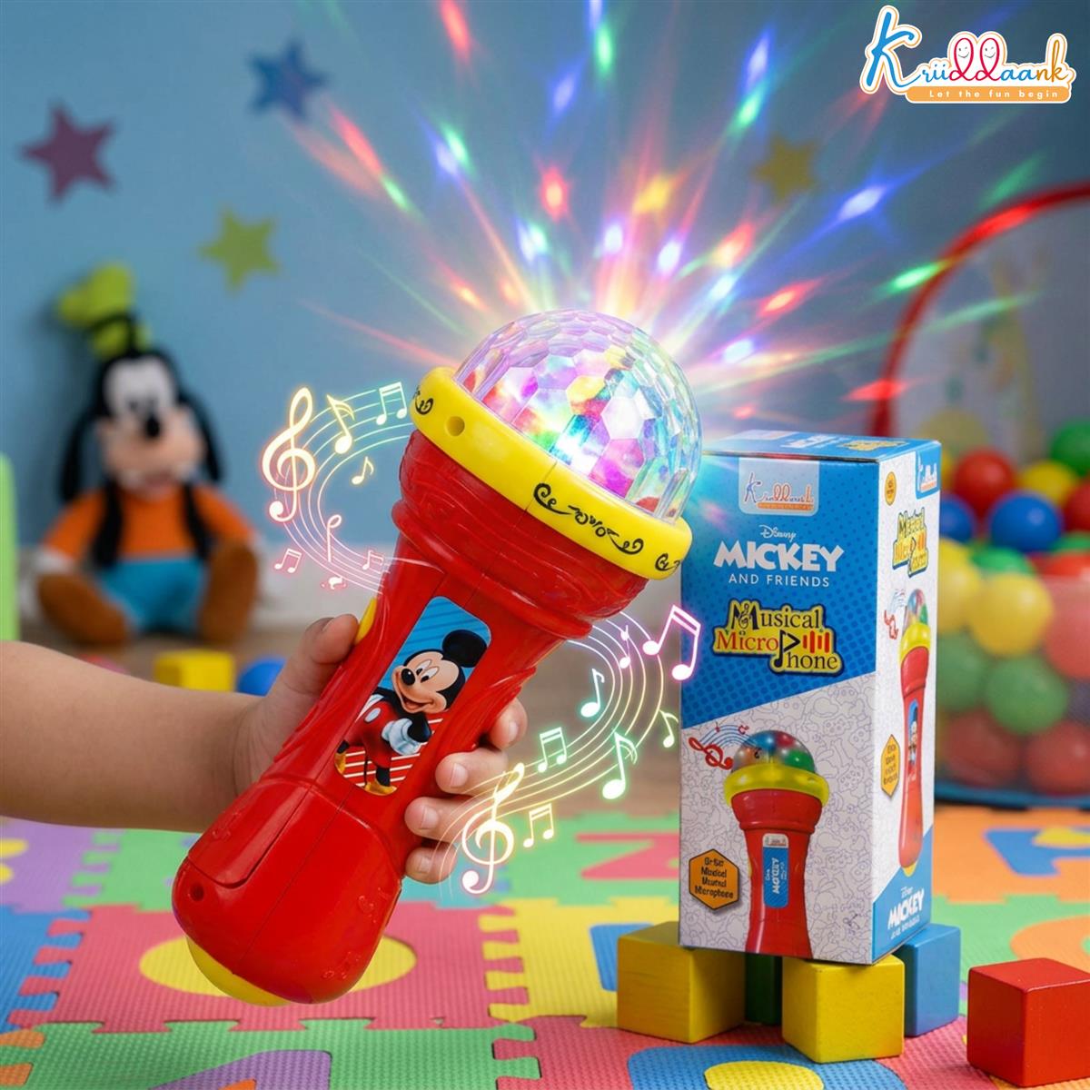Disney Mickey Kriiddaank Mouse Theme Musical Microphone Karaoke Toy for Kids with Disco Projection Lights & Music