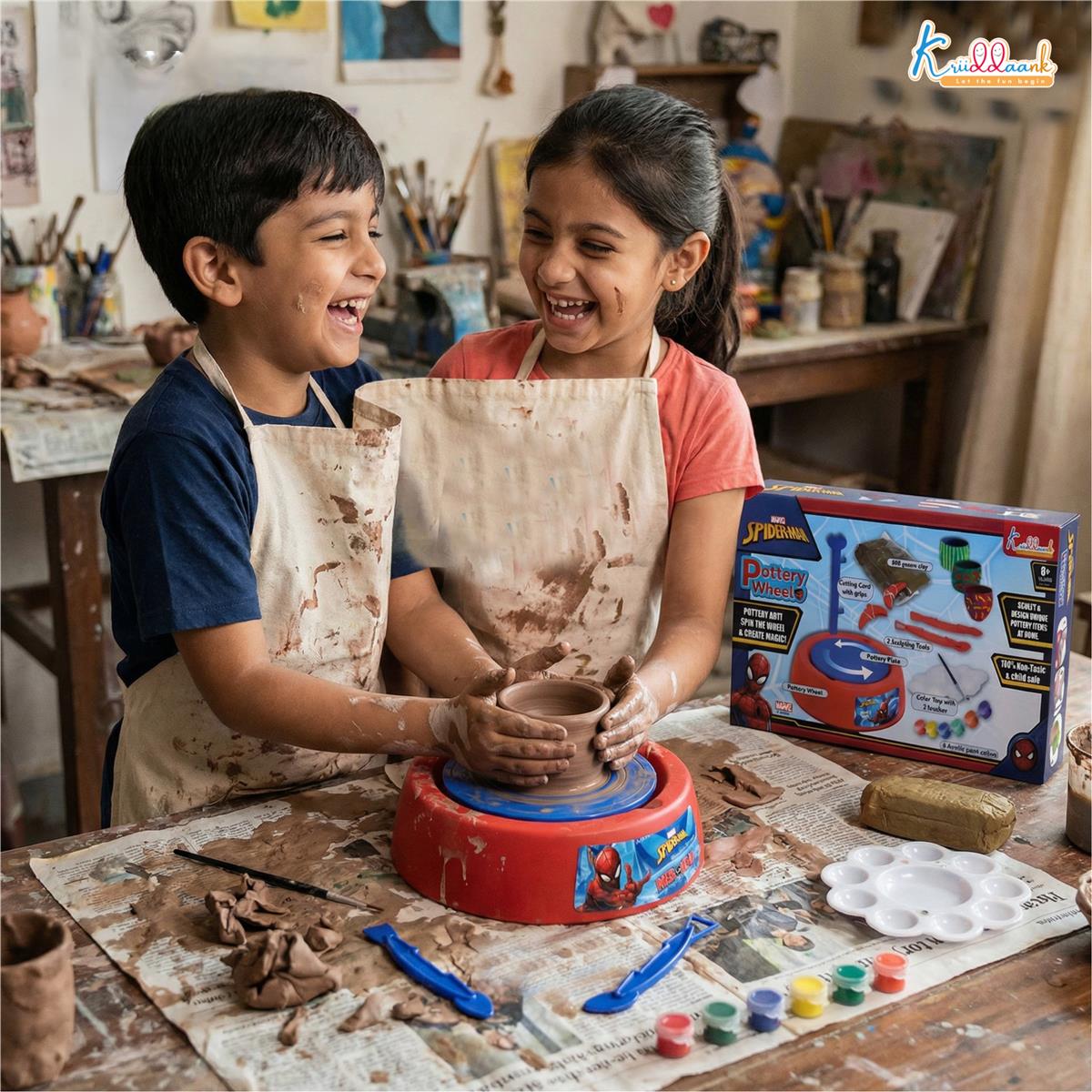 Kriiddaank Spiderman Pottery Wheel Modeling Set for Kids