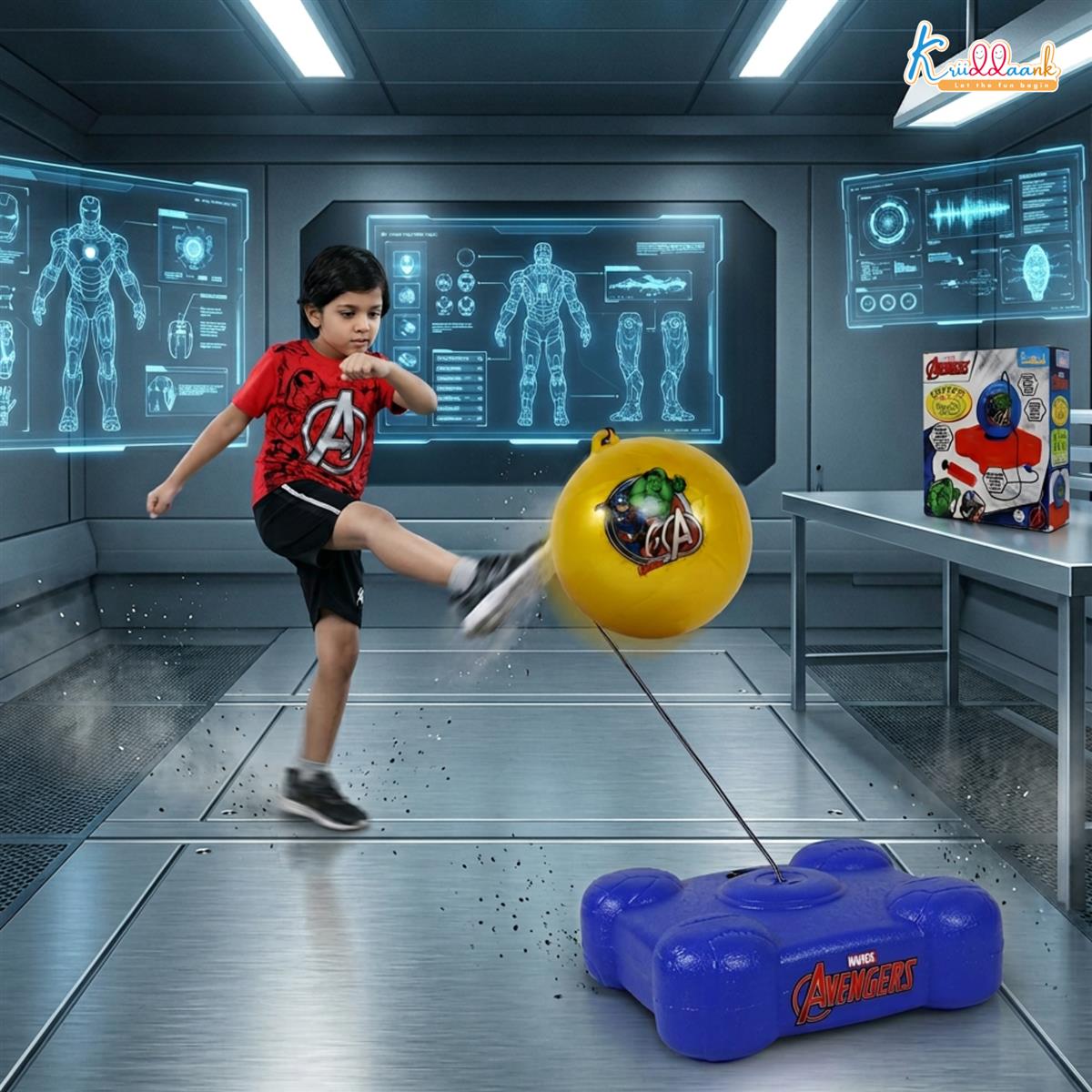 kriiddaank Marvel Avengers Reflex Soccer Ball - Solo Training Kit for Kids