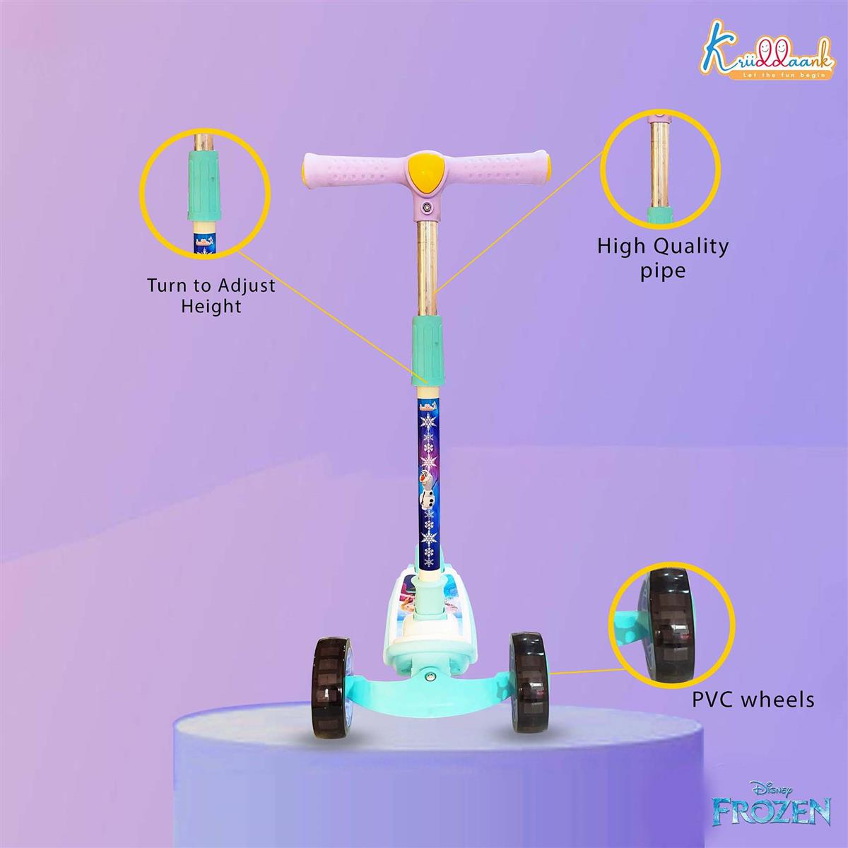 Kriiddaank Disney Frozen Adventure 3-Wheel Kick Scooter for Kids