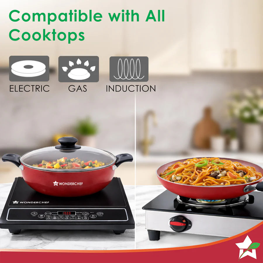Wonderchef Valencia Non-stick Cookware Set - Red