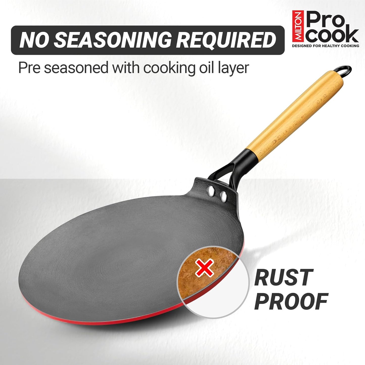 Milton Cast Iron Concave Tawa with Enamel Coating