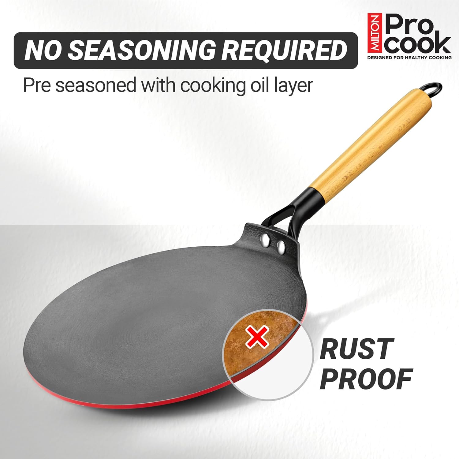 Milton Cast Iron Concave Tawa with Enamel Coating