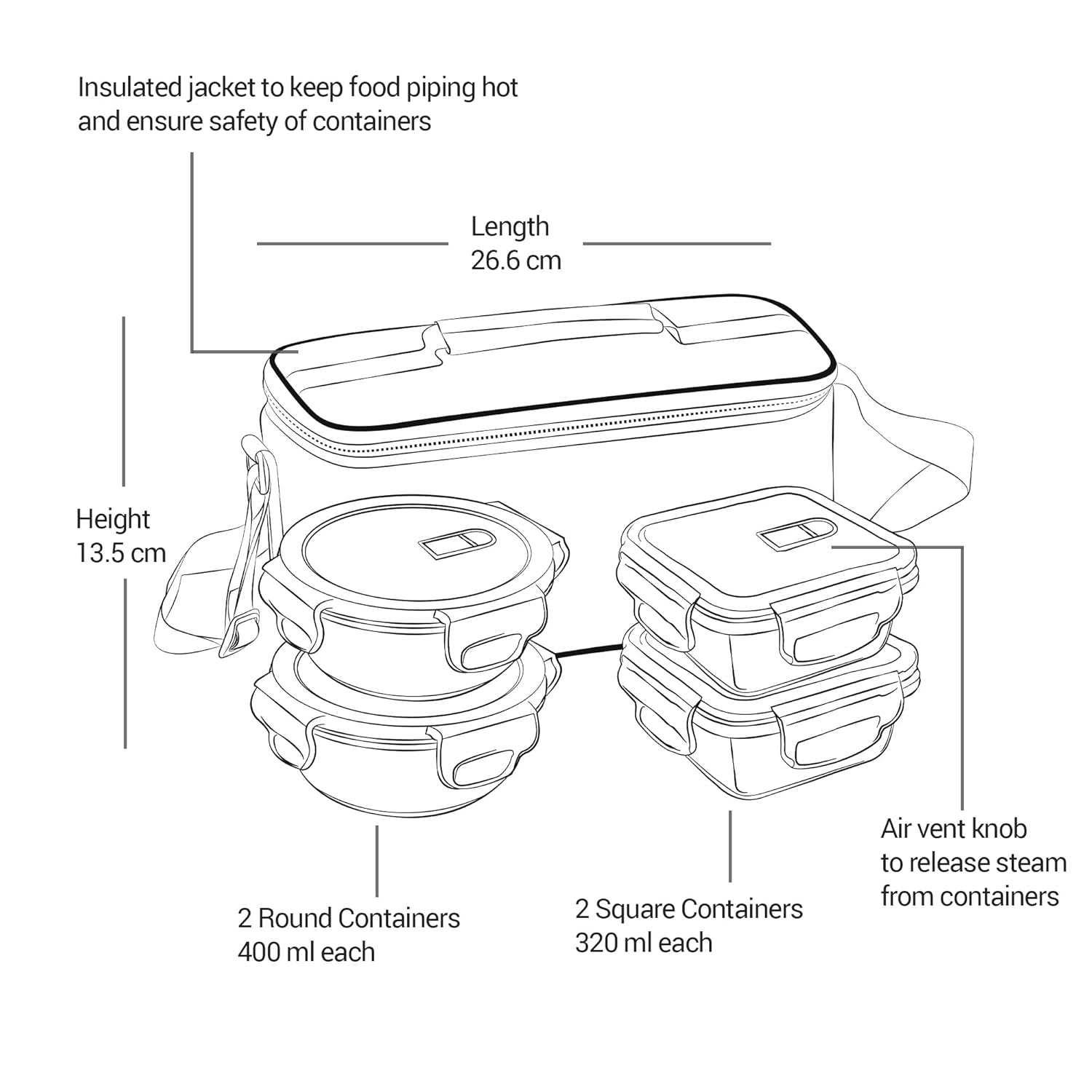 Milton All Fresh Borosilicate Omni Tiffin Grey