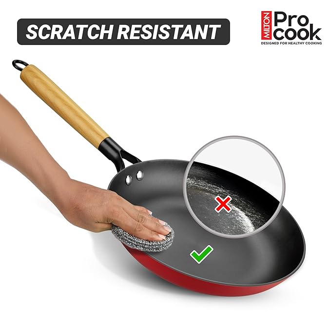 Milton Cast Iron Fry Pan with Enamel Coating Red 26cm