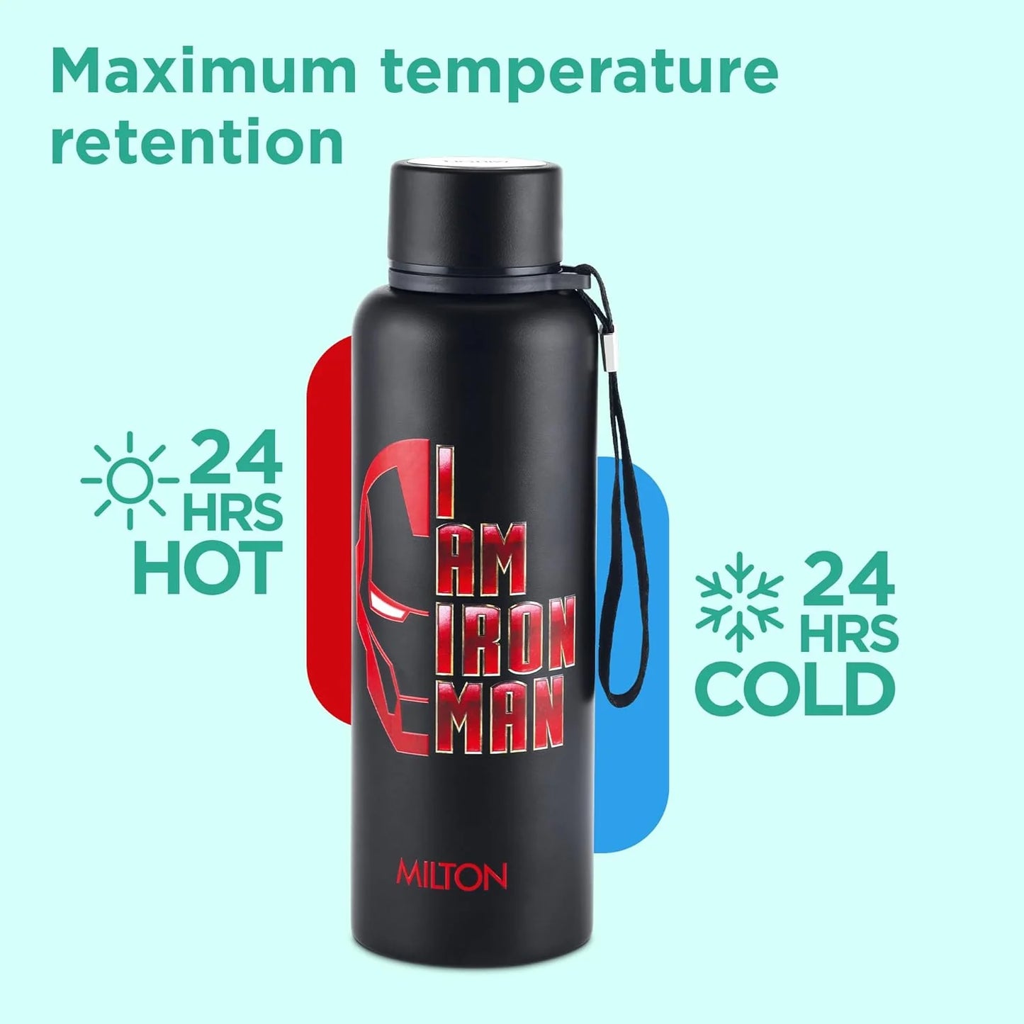 Milton Marvel Iron Man Artedge Water Bottle Black 1000ML