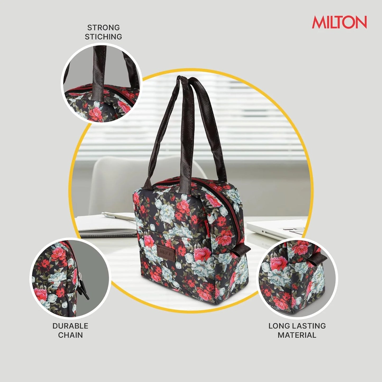 Milton Floral Lunch Bag Black