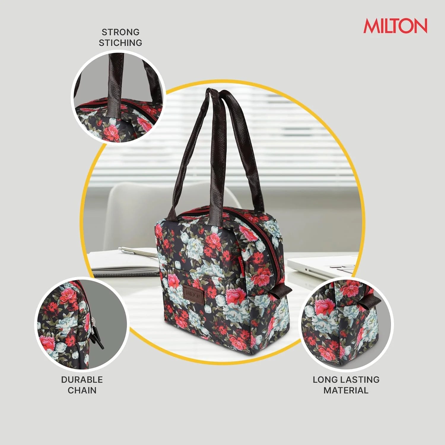 Milton Floral Lunch Bag Black
