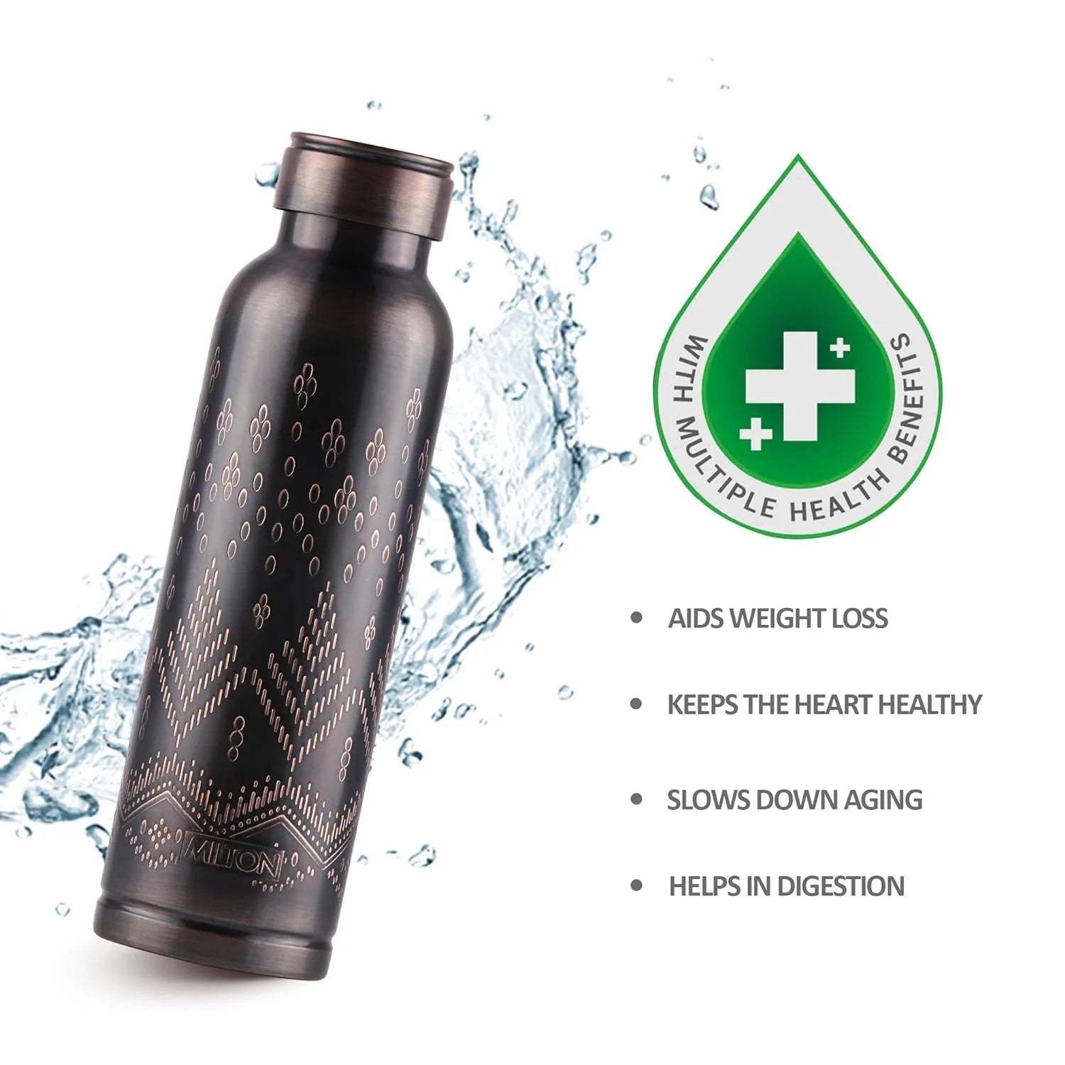 Milton Copper Swasth Design Bottle Black Ethnic 940ML