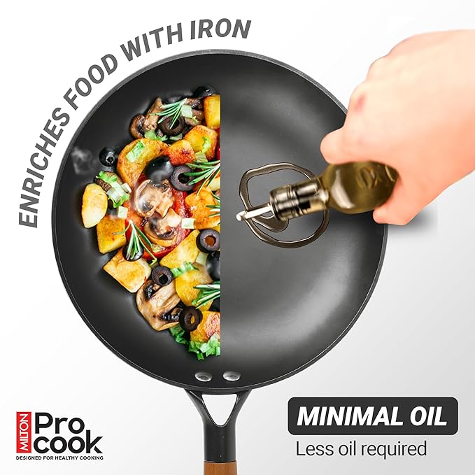 Milton Cast Iron Fry Pan with Enamel Coating Red 26cm