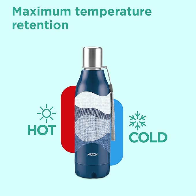 Milton Steel Linear Insulated Water Bottle  Dark Blue 680ML