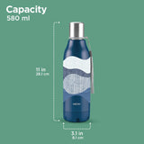 Milton Steel Linear Insulated Water Bottle  Dark Blue 580ML