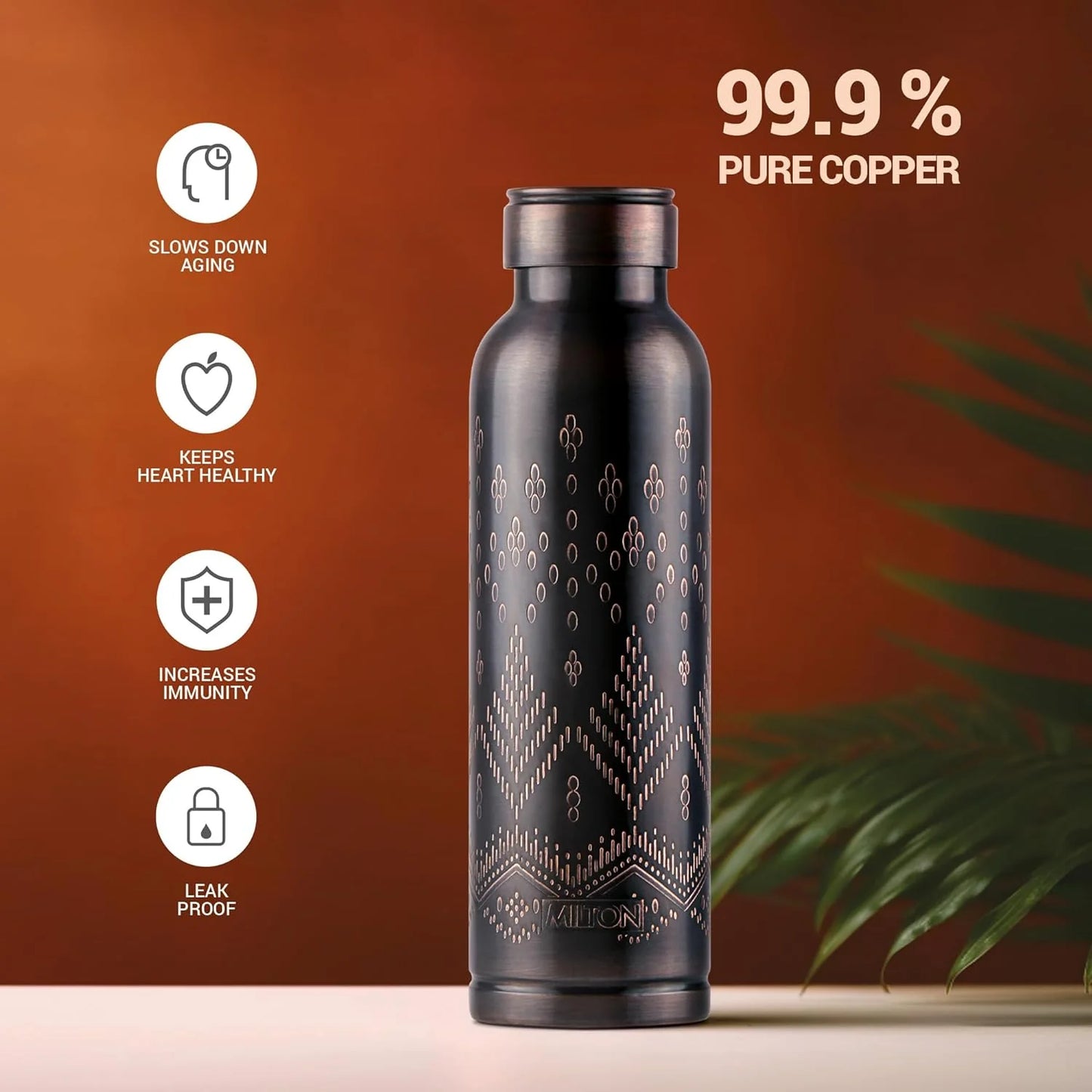 Milton Copper Swasth Design Bottle Black Ethnic 940ML