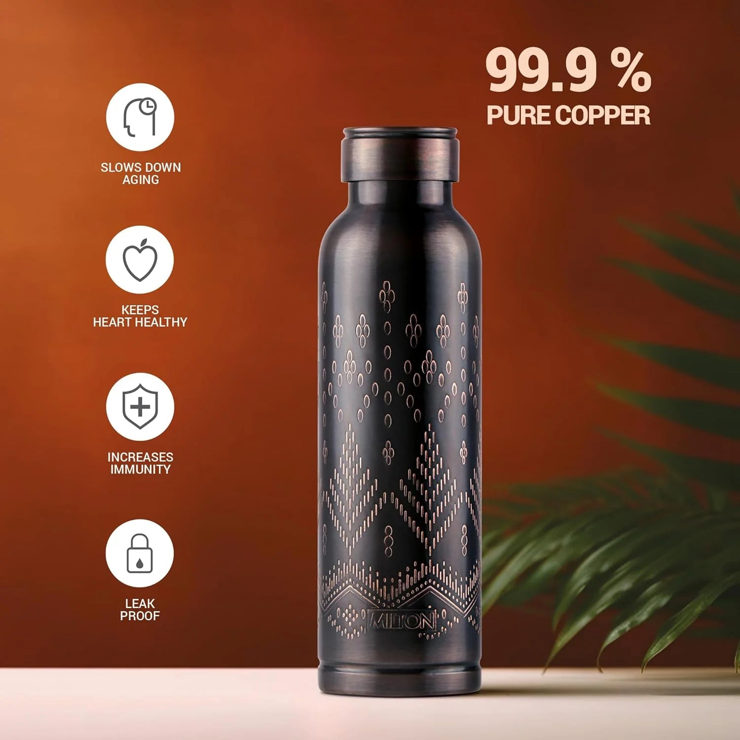 Milton Copper Swasth Design Bottle Black Ethnic 940ML