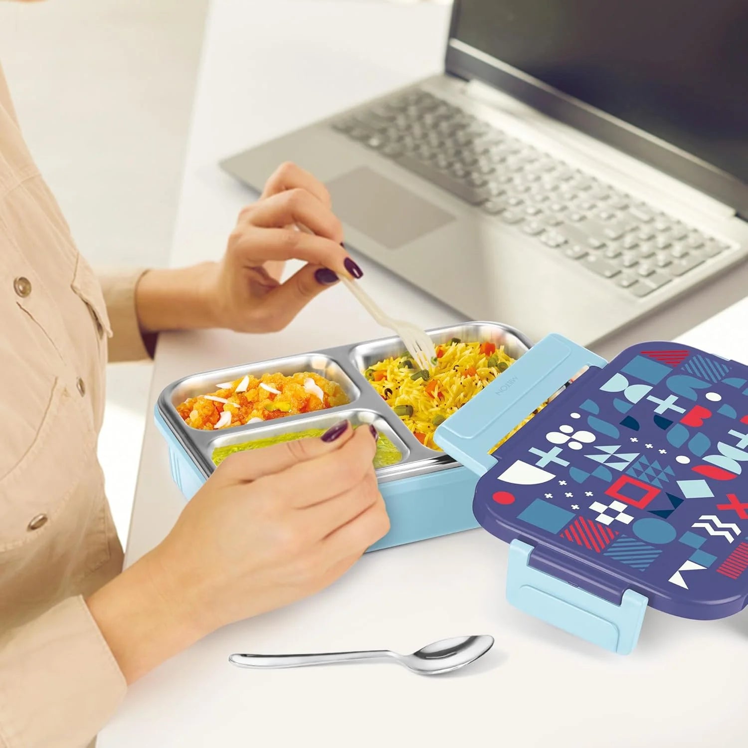Milton Fun Feast Lunch Box 3 Compartments Dark Blue