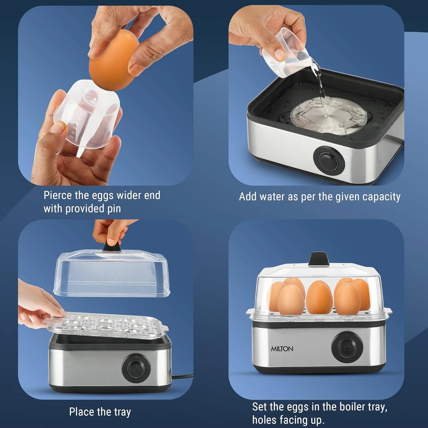 Milton 2-In-1 Egg Boiler & Poacher 500W