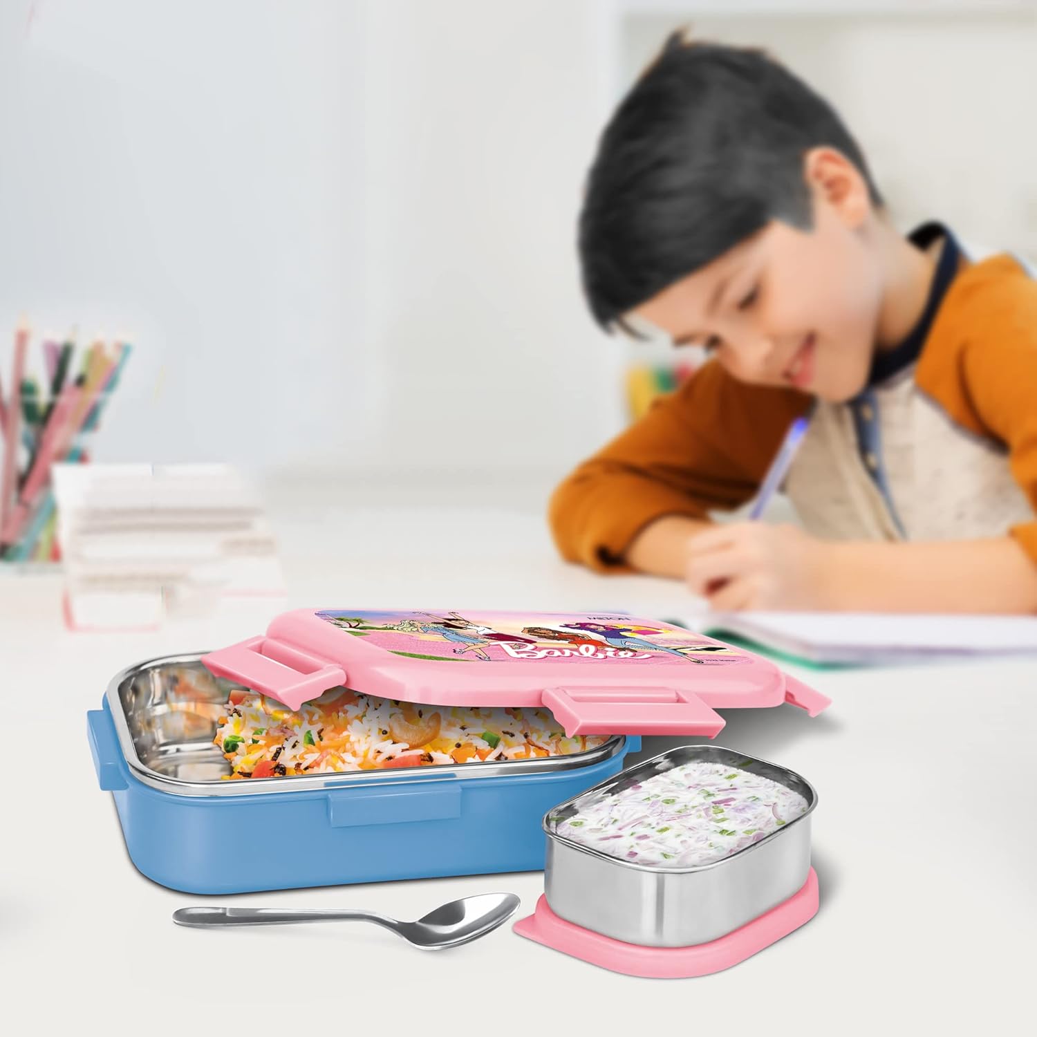 Milton Flatmate Barbie Lunchbox Blue 700ML