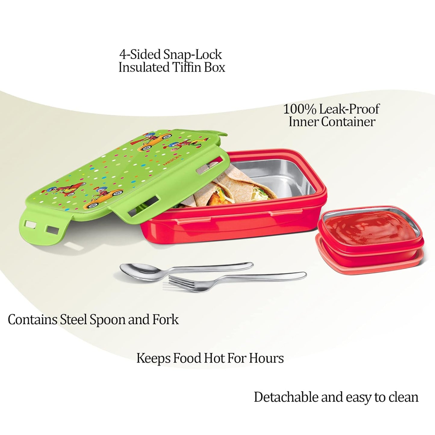 Milton Steely Deluxe Mini Insulated Lunchbox Red 400ML