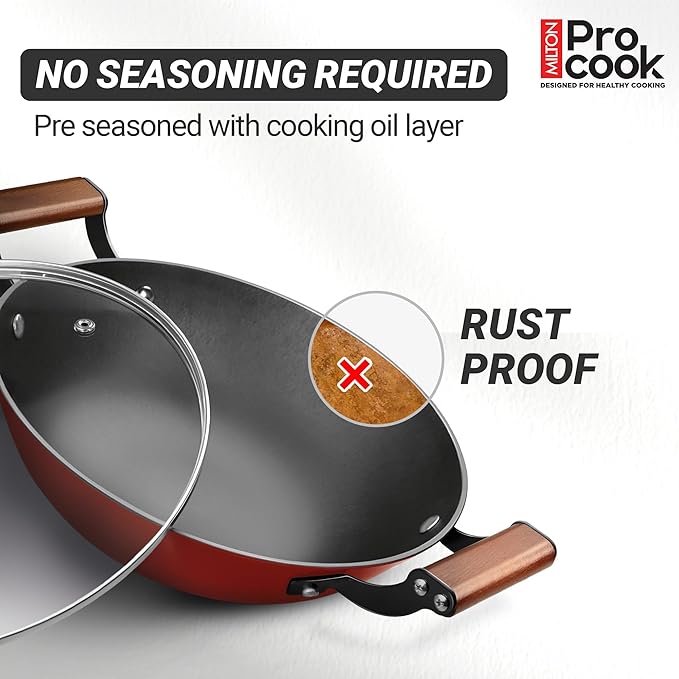 Milton Cast Iron Kadai with Enamel Coating Red