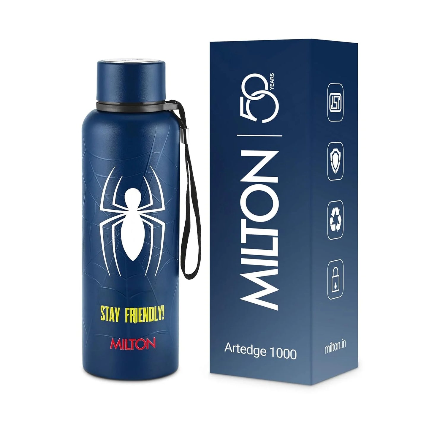 Milton Marvel Spider Man Artedge Water Bottle Dark Blue 1000ML
