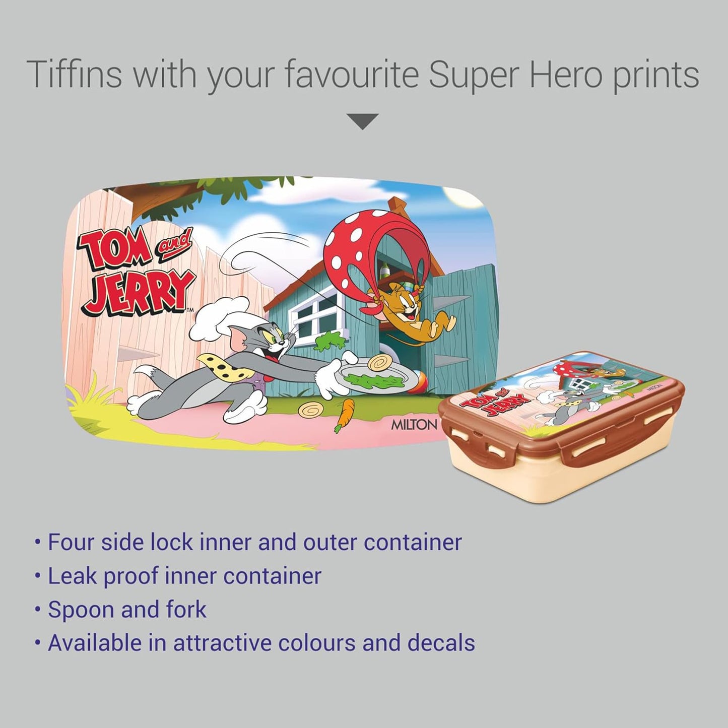 Milton Mini Fun Treat Super Hero Plastic Tiffin Ivory