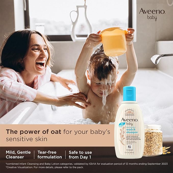 Aveeno Baby Daily Moisture Wash and Shampoo - 100ML