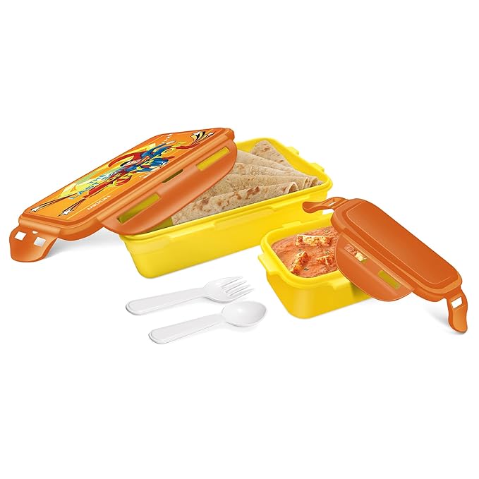 Milton Mini Fun Treat Super Hero Plastic Tiffin Light Yellow