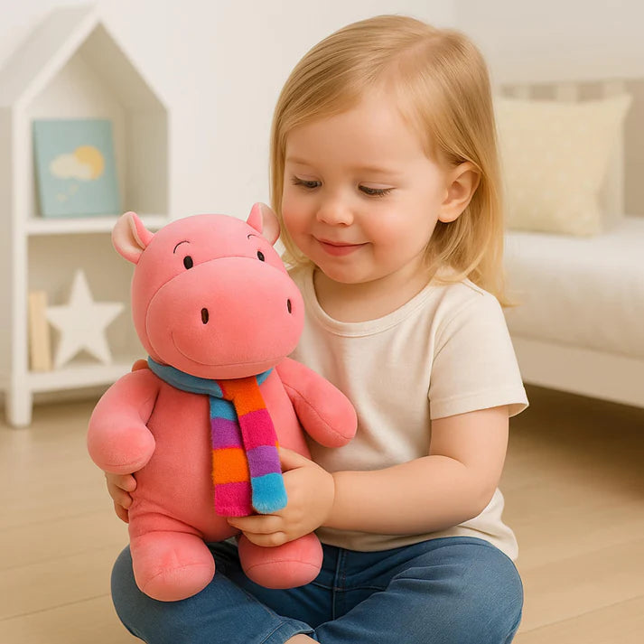 Mirada Hippo with Scarf Toy - Coral – 25cm
