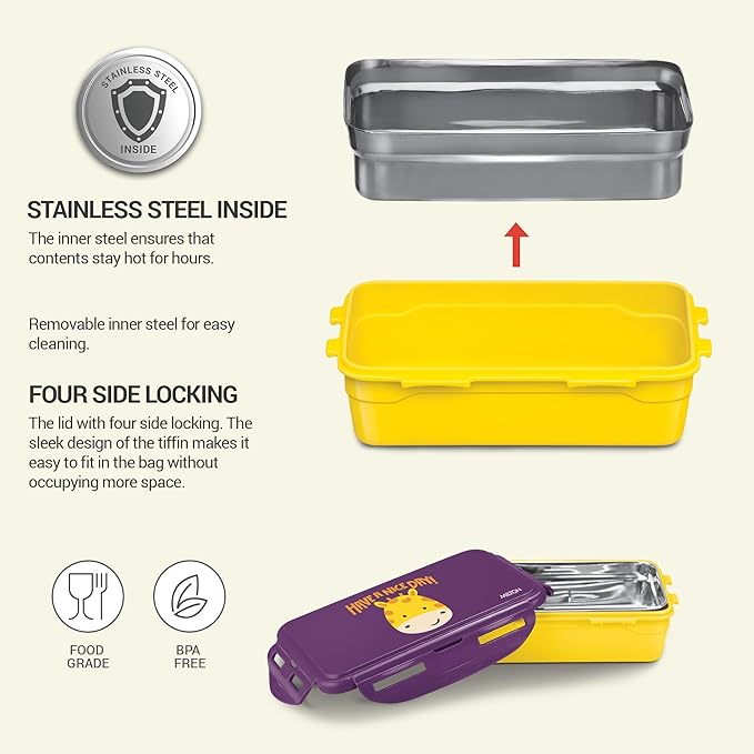 Milton Kidz Combo Tiffin Box Purple