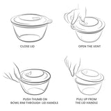 Milton Mixing Bowl 3pc Set With Eazy Lid Set of 3 - 440ML/870ML/1470ML