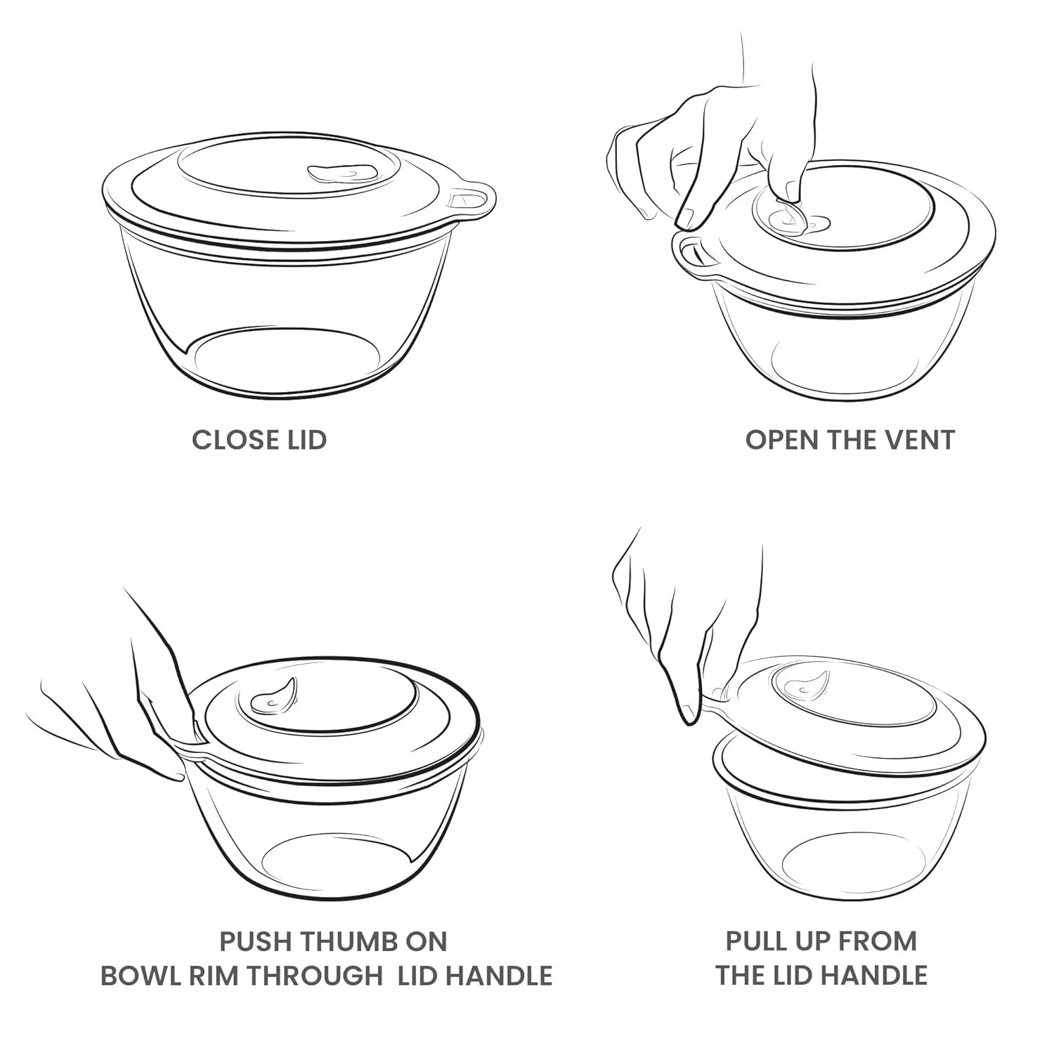 Milton Mixing Bowl 3pc Set With Eazy Lid Set of 3 - 440ML/870ML/1470ML