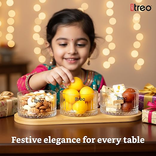 Milton Verti Bowls with Wooden Tray Set of 3pcs
