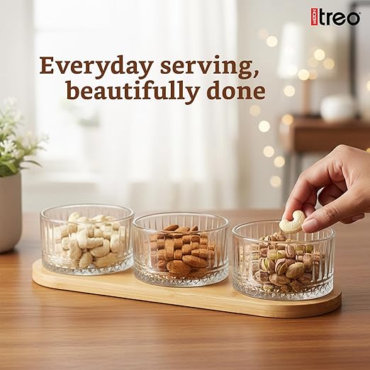 Milton Verti Bowls with Wooden Tray Set of 3pcs