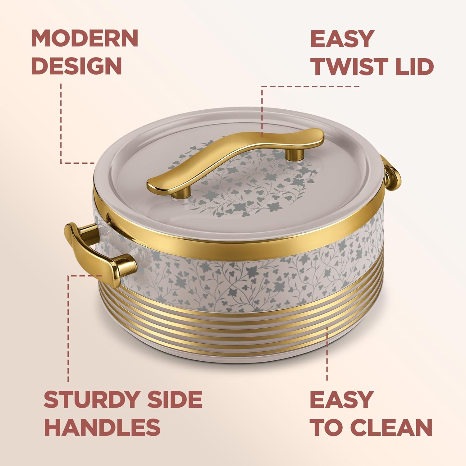 Milton Insignia Casserole Beige Jr Set of 3 - 400 ML/ 750 ML/ 1250 ML