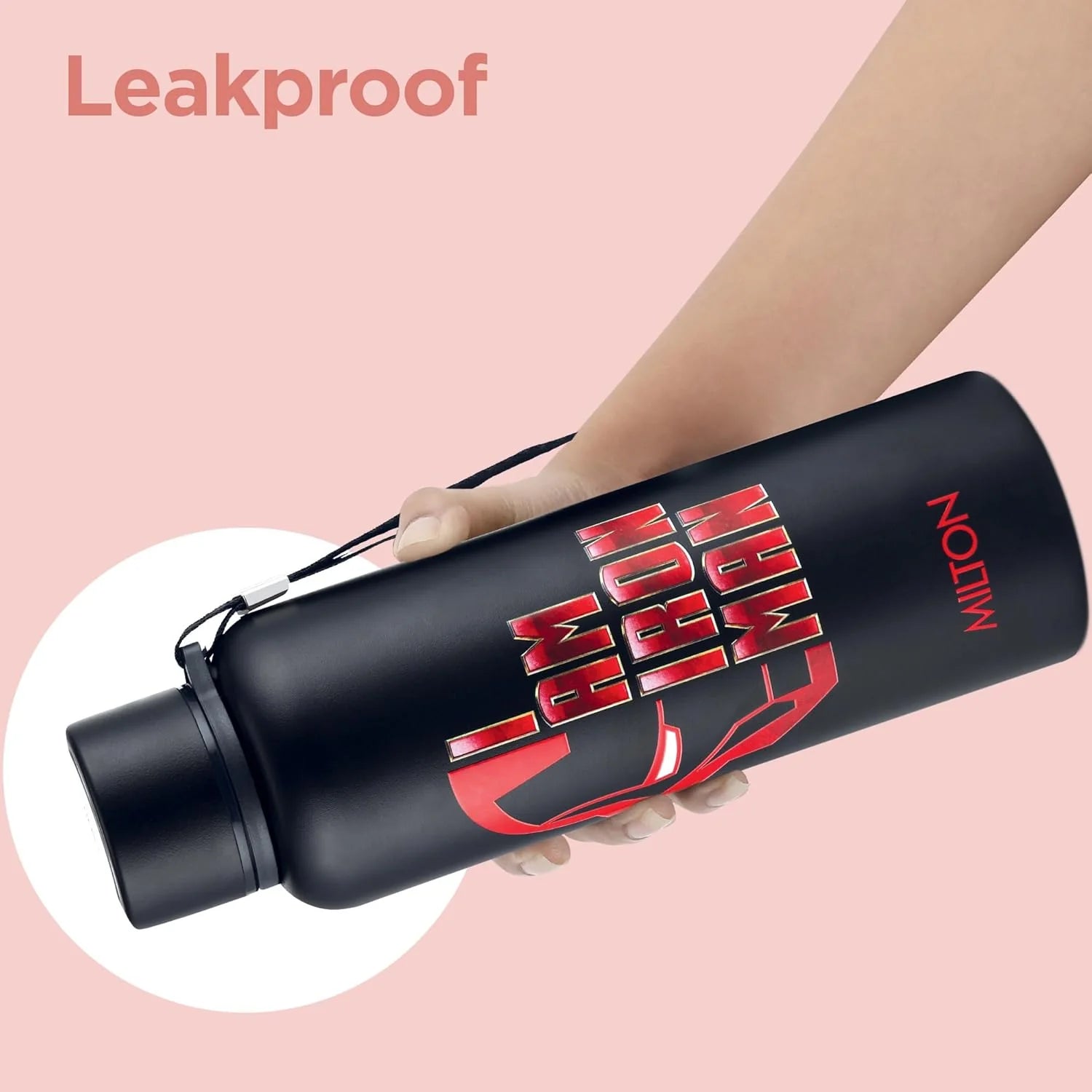 Milton Marvel Iron Man Artedge Water Bottle Black 1000ML