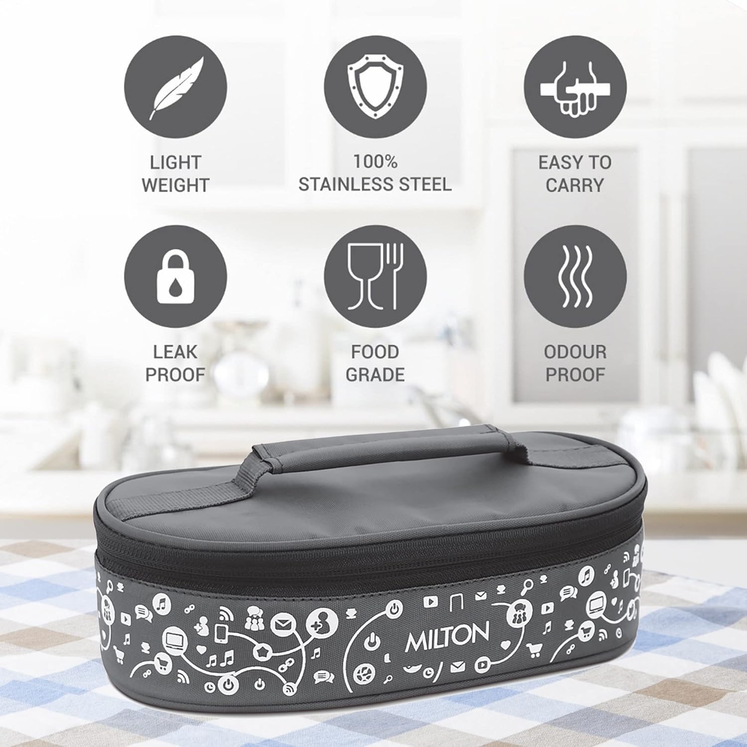Milton Lifestyle Lunch Tiffin Box Grey