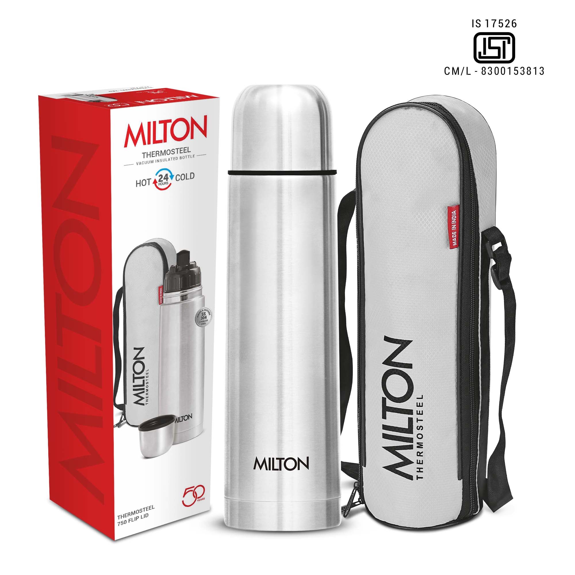 Milton Plain Lid Thermosteel Bottle Silver