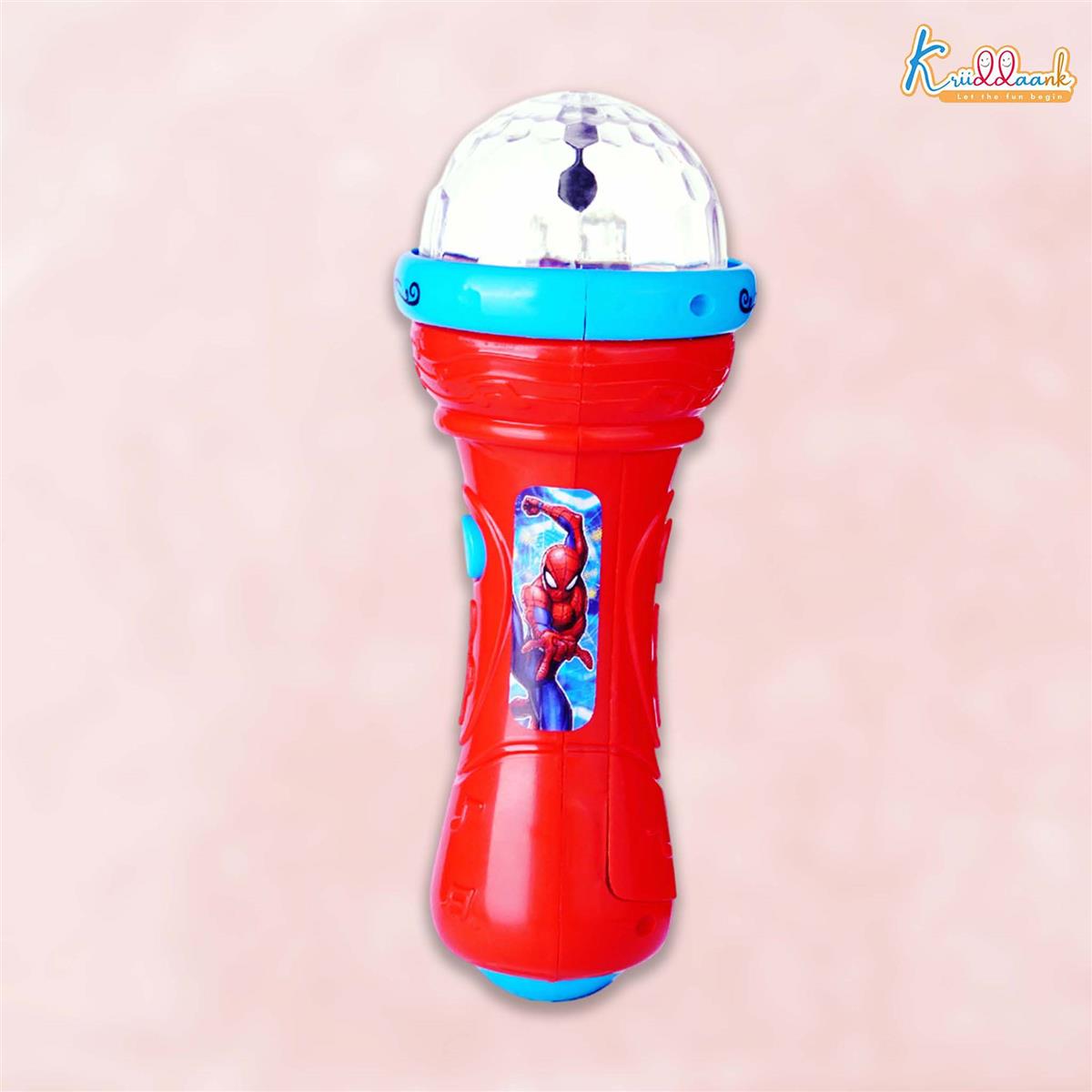 Kriiddaank Spiderman Musical Karaoke Microphone for Kids with Rotating Disco Lights & Projector