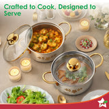 Wonderchef Gold Stanton 2 Pc Casserole Set with Glass Lids, 20 cm/22 cm