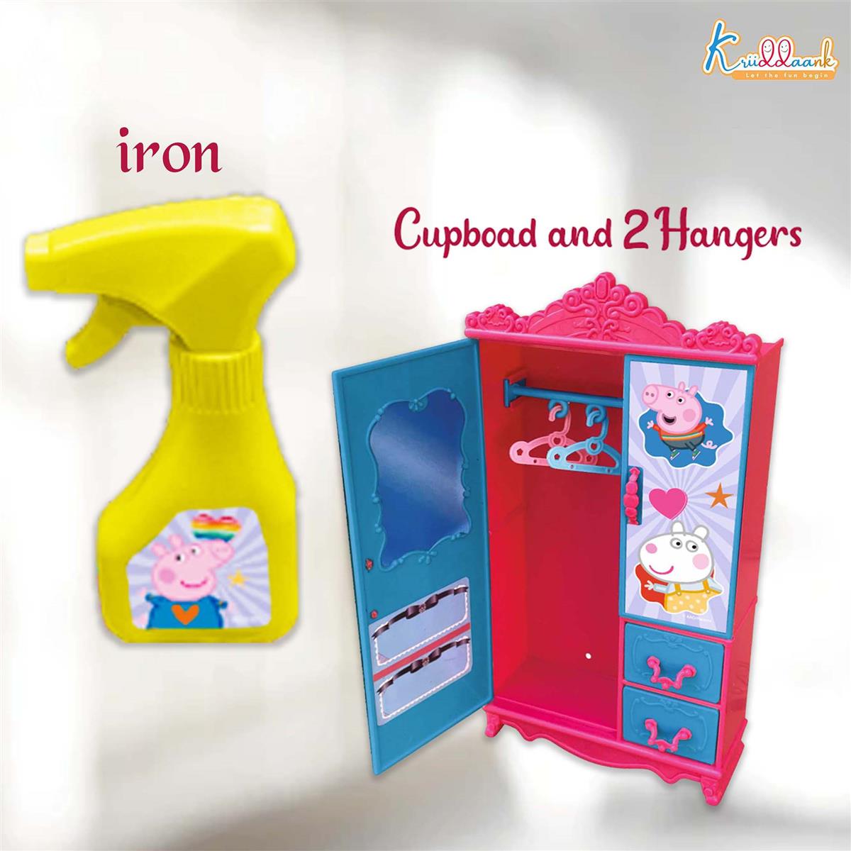 Kriiddaank Hasbro Peppa Pig Iron Playset - Kids Laundry & Ironing Board Toy with Lights & Sound