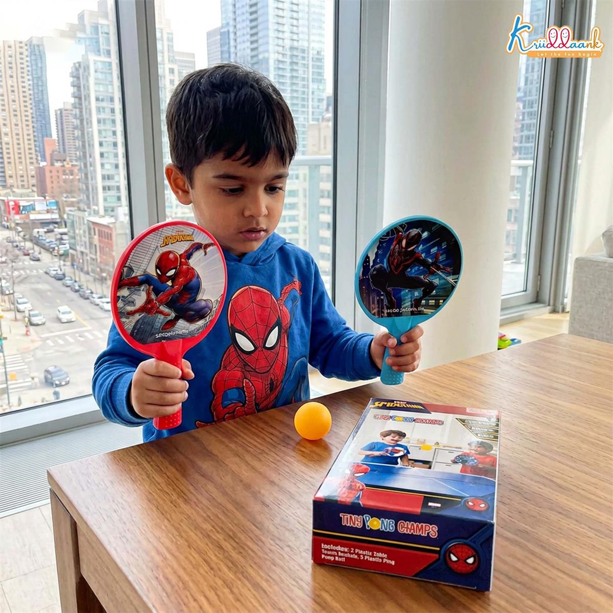 Kriiddaank Spiderman Tiny Pong Champs - Paddle Racket Set with Ball for Kids