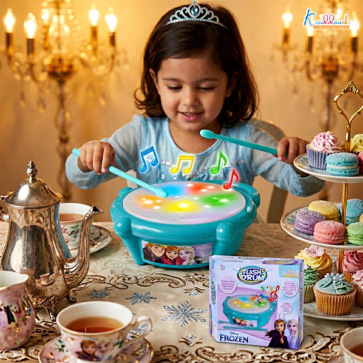 Kriiddaank Frozen Elsa & Anna Flash Drum Toy for Toddlers