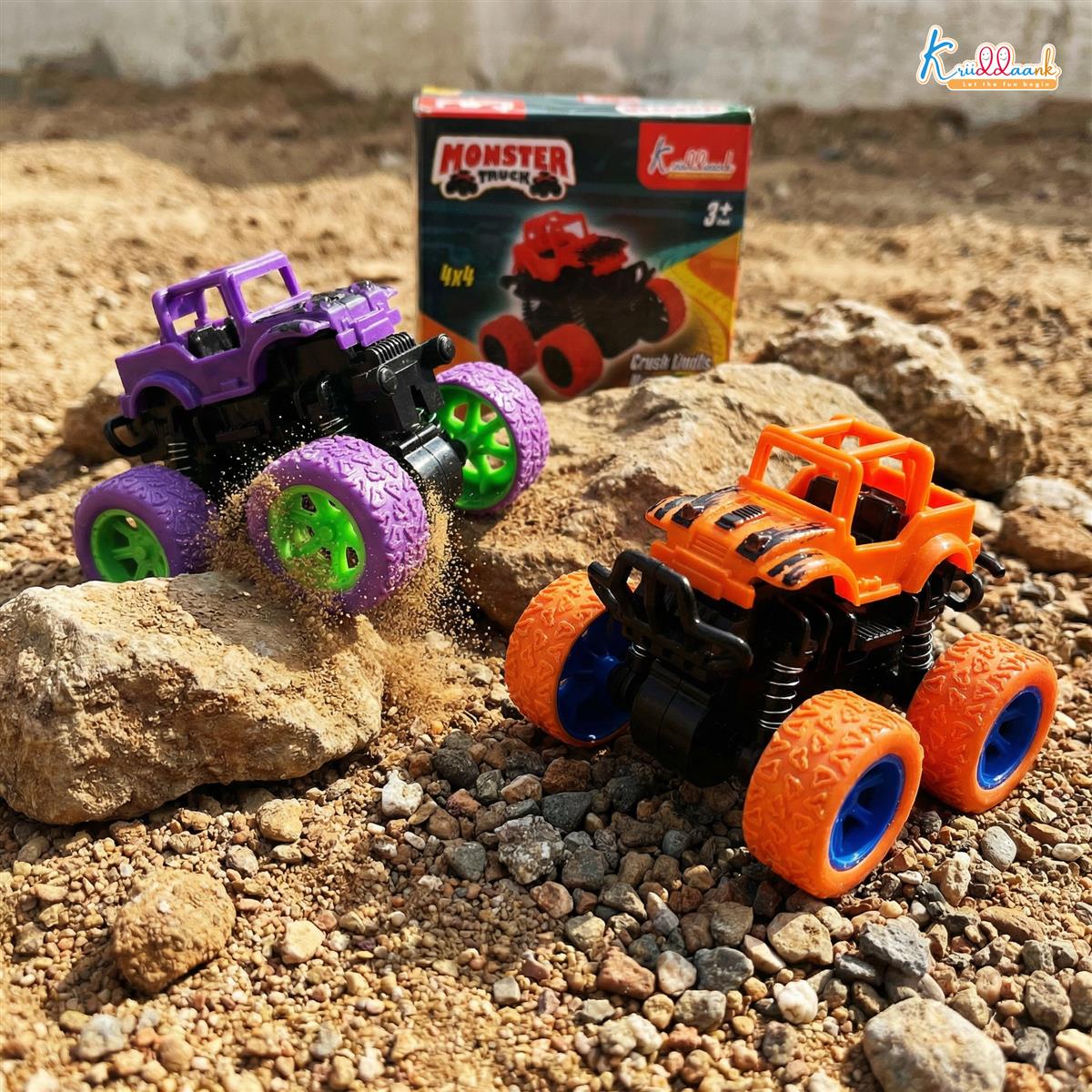 Kriddaank Pack of 2 4x4 Monster Truck for Kids