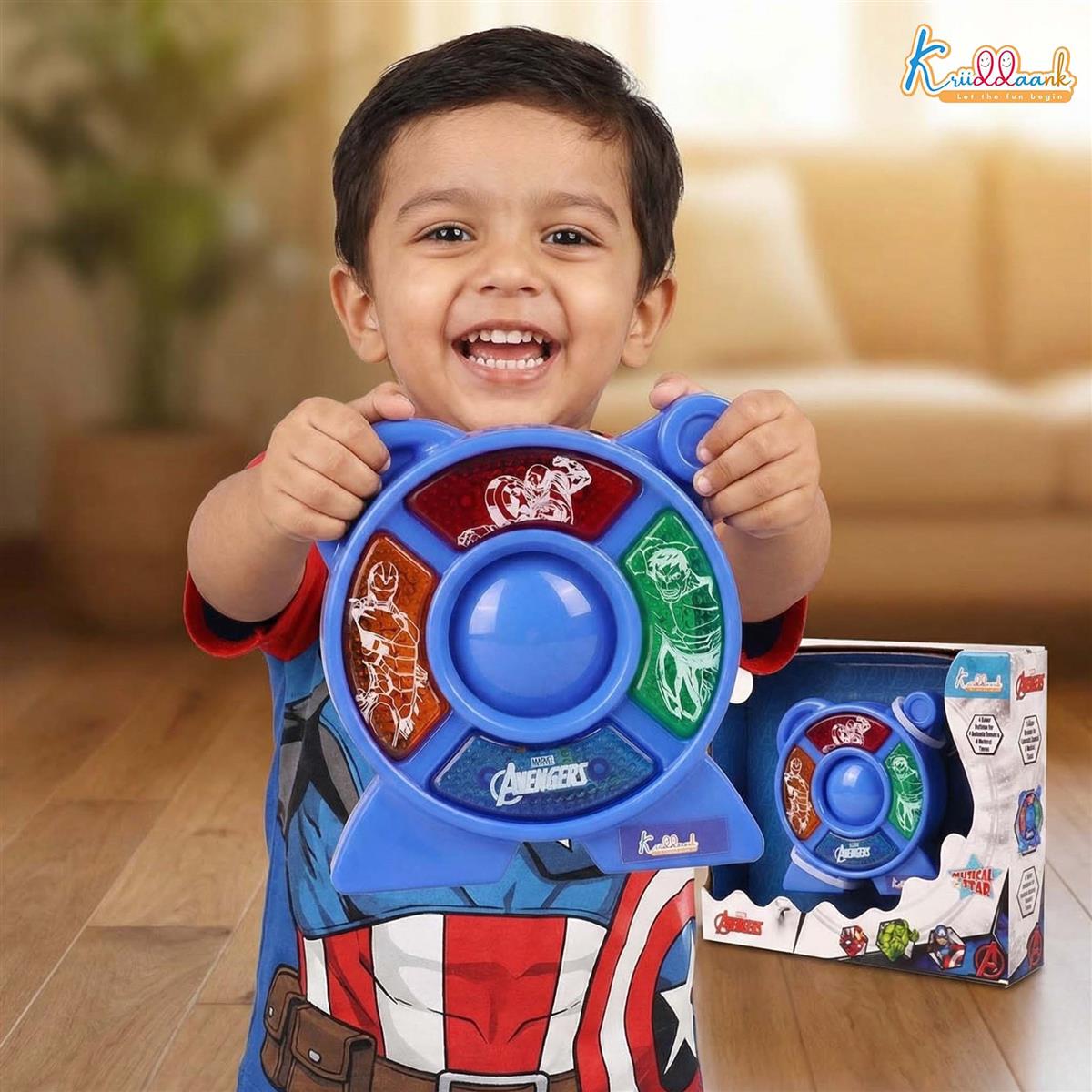 Kriiddaank Marvel Avengers Theme Music Set - Star Shaped Guitar Toy for Kids with Lights & Sounds