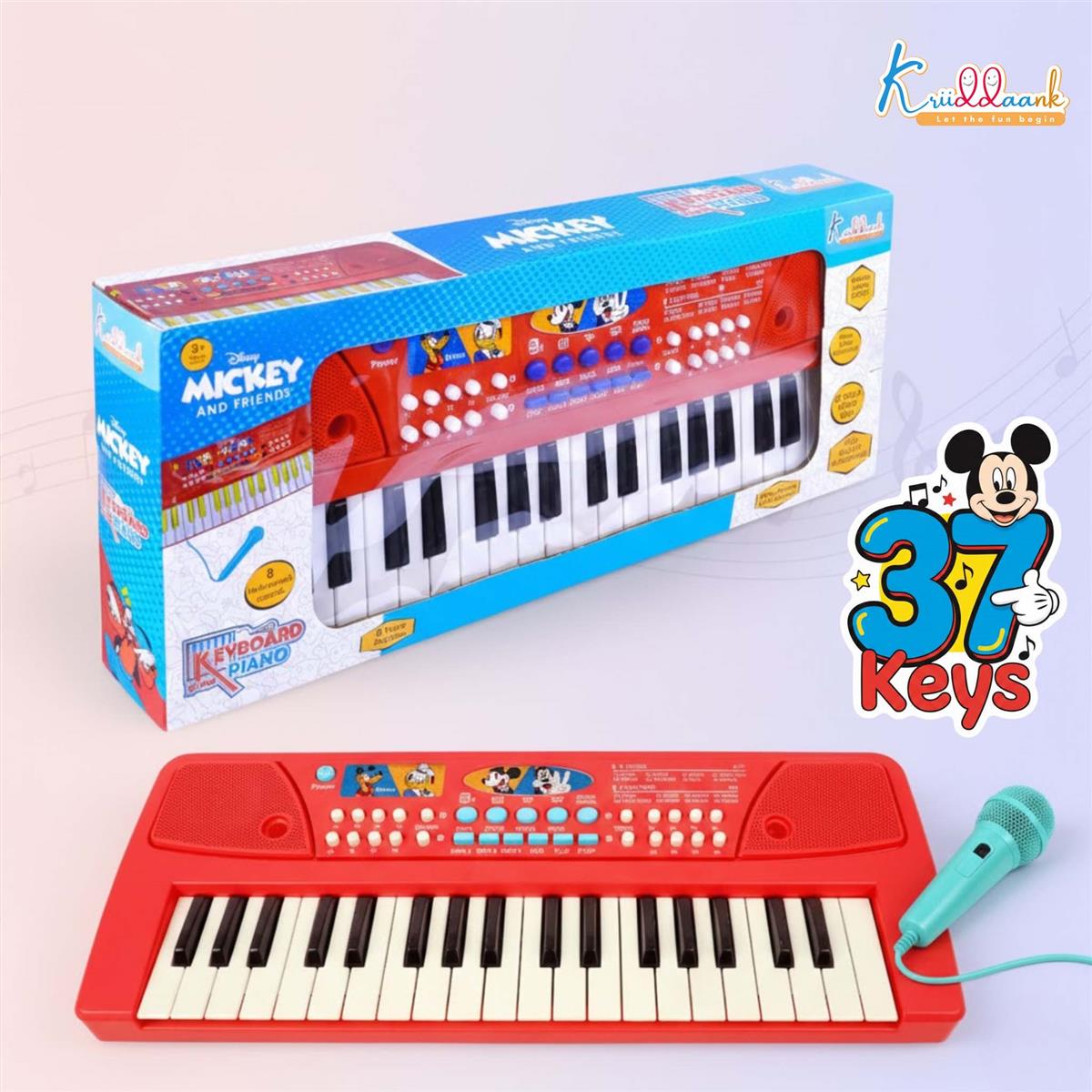 Kriiddaank Mickey 37-Key Keyboard Piano for Kids with Microphone