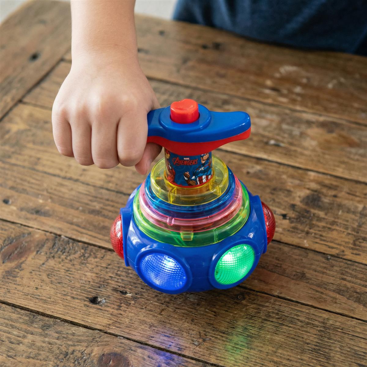 Kriiddaank Avengers Dizzy Glow Top - LED Light Up & Musical Spinning Toy for Kids