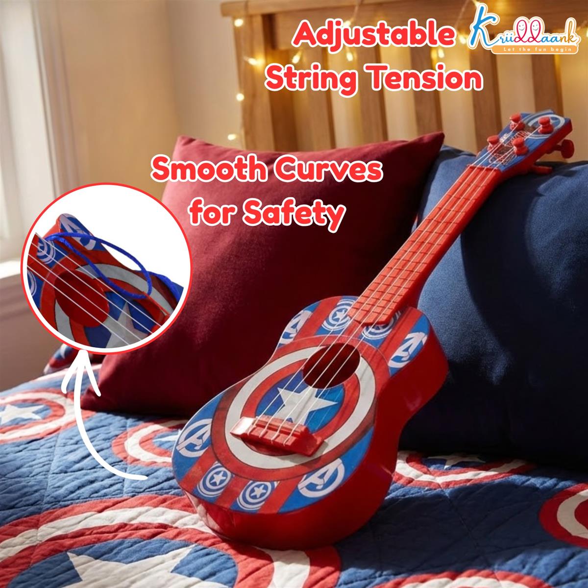 Kriiddaank Marvel Avenger Theme 4-String Guitar for Kids